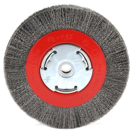 Forney Wire Wheel Crimped, 6 in x .008 in x 1/2 in - 5/8 in Arbor 72751